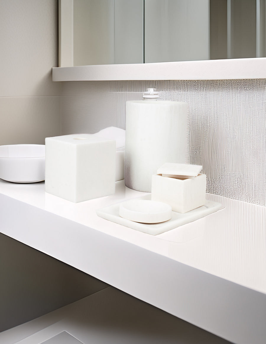 Set de Baño Ana Blanco de Resina – 5 Piezas