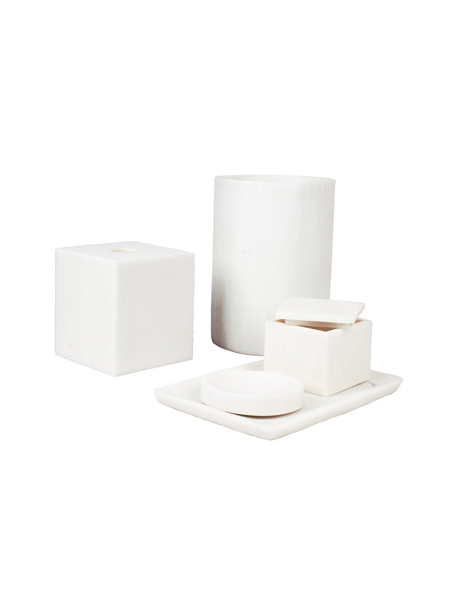 Set de Baño Ana Blanco de Resina – 5 Piezas