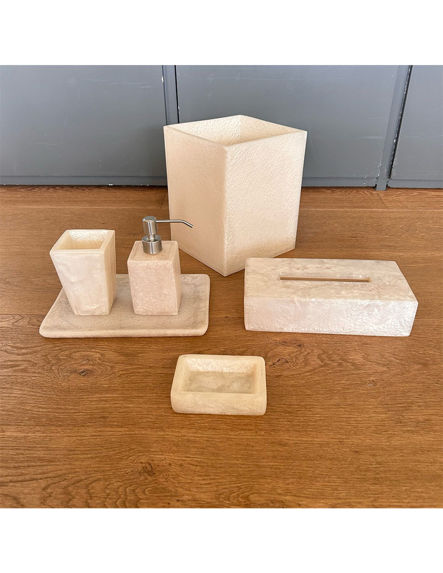 Set de Baño Enzo Aperlado – 6 Piezas de Resina Texturizada